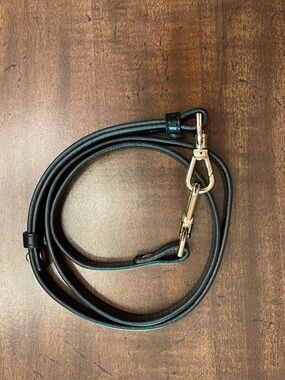 EUC Brahmin Black Leather Crossbody OR Shoulder Strap (Cool Design)  - Gold